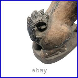 Vintage 13 Balinese Winged Lion Singha Statue Hand Carved Wood Sculpture Bali