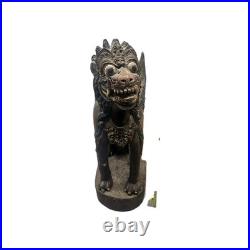 Vintage 13 Balinese Winged Lion Singha Statue Hand Carved Wood Sculpture Bali