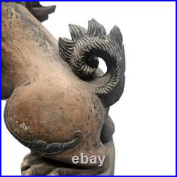 Vintage 13 Balinese Winged Lion Singha Statue Hand Carved Wood Sculpture Bali