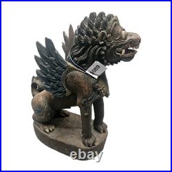 Vintage 13 Balinese Winged Lion Singha Statue Hand Carved Wood Sculpture Bali
