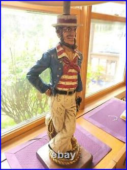 Vintage 1971 Wooden Nautical French Sailor Statue Lamp Dunning Industries USA