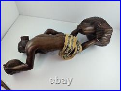 Vintage 20 HEADHUNTER TRIBAL TIKI WARRIOR Carved WOOD Statue ART FIGURE