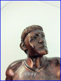 Vintage 20 HEADHUNTER TRIBAL TIKI WARRIOR Carved WOOD Statue ART FIGURE