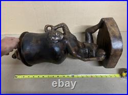 Vintage 21 Wood Carving Sculpture Ancient Man Holding Lifting Jar Pot Handmade Vintage 21 Wood Carving Sculpture Ancient Man Holding Lifting Jar Pot Handmade
