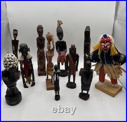 Vintage A Lot Of (11) Hand Carved Wooden Sculptures Mix Assorted Beautiful Work