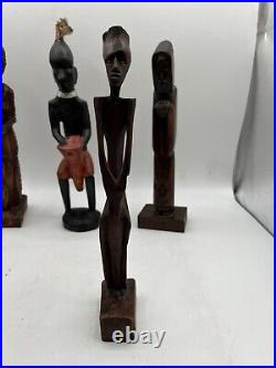 Vintage A Lot Of (11) Hand Carved Wooden Sculptures Mix Assorted Beautiful Work