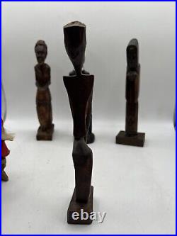 Vintage A Lot Of (11) Hand Carved Wooden Sculptures Mix Assorted Beautiful Work