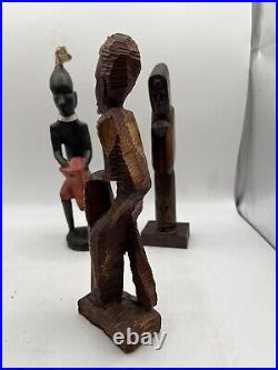 Vintage A Lot Of (11) Hand Carved Wooden Sculptures Mix Assorted Beautiful Work