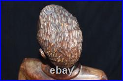 Vintage AFRICAN AMERICAN Sculpture Hand Wood Carving Of Young Man 26.5T
