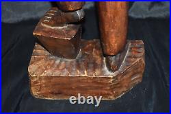 Vintage AFRICAN AMERICAN Sculpture Hand Wood Carving Of Young Man 26.5T