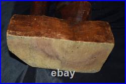Vintage AFRICAN AMERICAN Sculpture Hand Wood Carving Of Young Man 26.5T