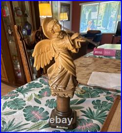 Vintage ANRI Carved Wood Angel Playing Horn 8.5 in limited edition #45/250