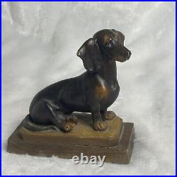 Vintage ANRI Genuine Wood Hand Carved Dachshund Dog Signed Diller Italy Rare