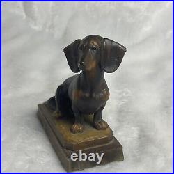 Vintage ANRI Genuine Wood Hand Carved Dachshund Dog Signed Diller Italy Rare