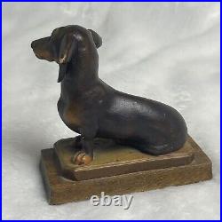 Vintage ANRI Genuine Wood Hand Carved Dachshund Dog Signed Diller Italy Rare