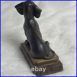 Vintage ANRI Genuine Wood Hand Carved Dachshund Dog Signed Diller Italy Rare