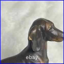 Vintage ANRI Genuine Wood Hand Carved Dachshund Dog Signed Diller Italy Rare