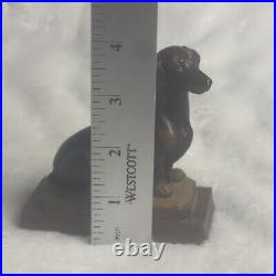 Vintage ANRI Genuine Wood Hand Carved Dachshund Dog Signed Diller Italy Rare