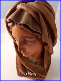 Vintage ANRI Saint MaryMadonnaHand Carved Wood StatueSculpture