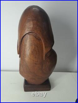 Vintage African Carving Wood Bust Sculpture Statue Art By MAUKA CYRILLE 16 Tall