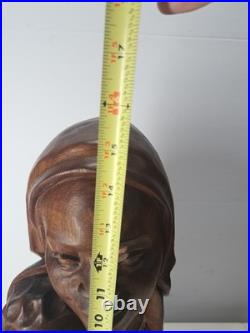 Vintage African Carving Wood Bust Sculpture Statue Art By MAUKA CYRILLE 16 Tall