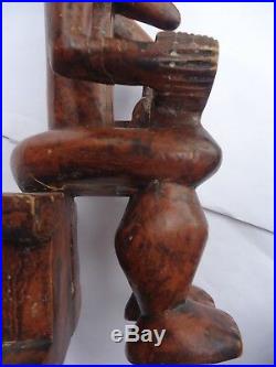 Vintage African Folk Art Statue Mother Fertility Carved Wood Sculpture