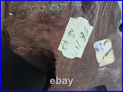 Vintage African Hand Carved Wood Seated Figure Sculpture 13.5 Arms Crossed F. B