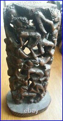 Vintage African Tree Of Life Makonde Ebony Wood Hand Carving 12