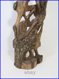 Vintage African Wood Carving Signed Wilson Tribal Couple Relief Sculpture 19 H Vintage African Wood Carving Signed Wilson Tribal Couple Relief Sculpture 19 H