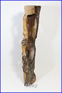 Vintage African Wood Carving Signed Wilson Tribal Couple Relief Sculpture 19 H Vintage African Wood Carving Signed Wilson Tribal Couple Relief Sculpture 19 H
