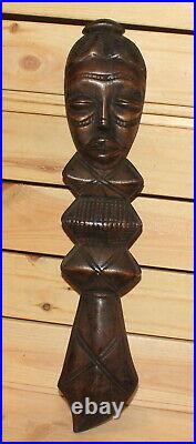 Vintage African hand carving wood wall hanging figurine