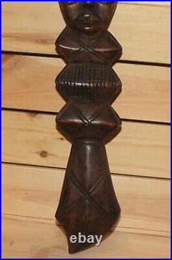 Vintage African hand carving wood wall hanging figurine