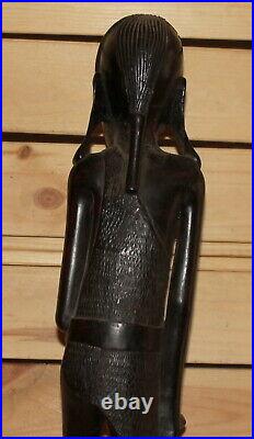 Vintage African hand carving wood warrior statuette