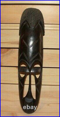 Vintage African tribal hand carving wood wall hanging mask