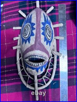 Vintage Alaskan Native Yupik hand carved wooden mask 17 x8 Stunning