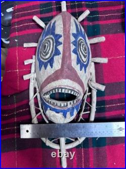 Vintage Alaskan Native Yupik hand carved wooden mask 17 x8 Stunning