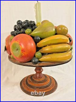 Vintage American Folk Art Lg. Carved Wood Fruit Sculpture Centerpiece c 1930-60s