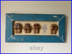 Vintage American Folk Art Wall Sculpture Erotic Outsider Art Wood Carving