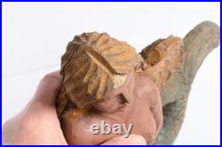 Vintage American Folk Art, wooden Mermaid sculpture. Painted wood carving