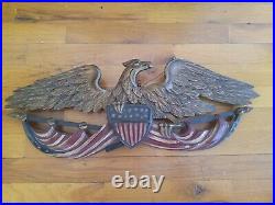 Vintage Antique Bellamy Style Eagle 24 x 9 hand carved wooden Folk Art Americana