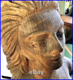 Vintage Antique Nautical Mermaid Ships Figurehead Wood Carved Sculpture Statue