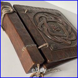 Vintage Antique Wood Carving 12 Inch Sculpture Celtic Art Ornate Hand Made Book