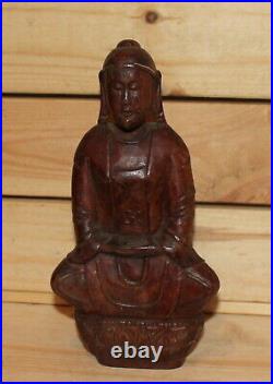 Vintage Asian hand carving wood Buddha figurine