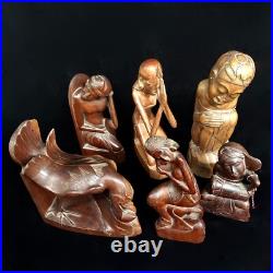 Vintage Balinese Woman Wood Sculpture Hand Carved Statue Bali Art Deco 10