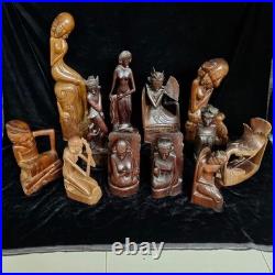 Vintage Balinese Woman Wood Sculpture Hand Carved Statue Bali Art Deco 10