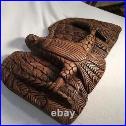Vintage Bellamy Style Hand Carved Wood 29Wing Span Eagle, Shield Wall Hanger