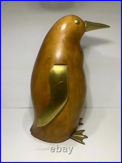 Vintage Brass and Wood Penguin Sculpture MCM (FREDRICK COOPER)