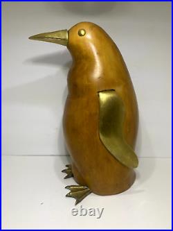 Vintage Brass and Wood Penguin Sculpture MCM (FREDRICK COOPER)