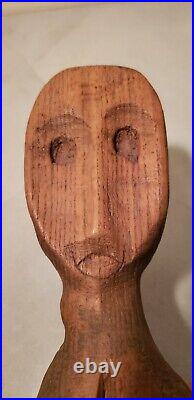 Vintage CUBISM Oak Sculpture Mid Century Modernism Expressionism 13.5