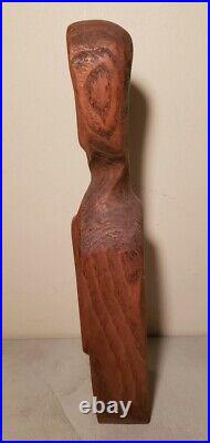 Vintage CUBISM Oak Sculpture Mid Century Modernism Expressionism 13.5